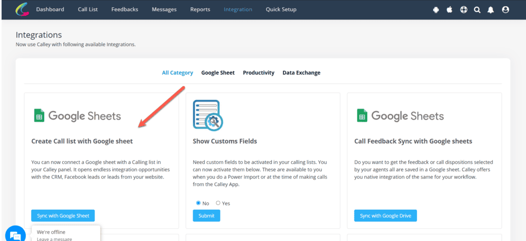 Go to Integration Center & click Google Sheets Import